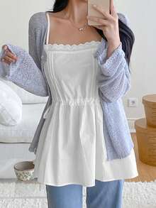 2025 Spring & Summer New Versatile Minimalist Women Spaghetti Strap Tank Top - White - View 6