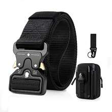 3pcs Men's Snake Buckle Nylon Belt Strap Combo, For Sports, Climbing, Travel, Outdoor, Casual Leisure Fall, Autumn, Halloween Autumn-Winter Accessories,Suitable For Teens, Youth,Men,Casual, Outdoor, Athletic, Vacation, Graduation Gifts, Birthday, Daily Wear Halloween, Casual, Business, Street, Boho, Western, Outdoor, Gift For Men, Husband, Boyfriend, Father, Dad, Christmas - Black - View 2