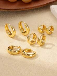 Brincos minimalistas de aço inoxidável de vários tamanhos, banhados a ouro 18K, à prova d'água, antidesbotamento, brinco de argola redondo, joias estéticas douradas para casamento, festas, férias, acessórios para uso diário, presente de Natal requintado
