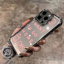 Quiero ir a casa diseño de patrón de idioma funda de teléfono para 16 15 14 13 12 11 Pro X XR XSMAX 8 Plus, funda trasera transparente suave a prueba de golpes - Colores mixtos - Ver 5
