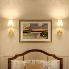 2 Sets Vintage Industrial Style Wall Lamps, Gold/Black Color, Bathroom Vanity Lights With White Shades, Suitable For Bedroom, Living Room, Hallway, Kitchen (Bulbs Not Included) - Wall Mount - View 6