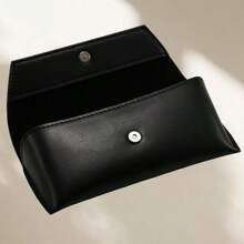 1pc New Style Soft Pressed Button Edged Optical Glasses Case, Portable Sunglasses Box