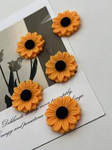 8 peças/conjunto de ímãs de geladeira com padrão de girassol 3D fofos - ímãs decorativos adequados para escritório, cozinha, quadro branco, armário de armazenamento, máquina de lavar louça, decoração de casa, presente de dia dos namorados