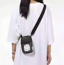 Adidas NEO男女同款單肩包休閒笑臉果凍半透明手機包小包斜挎包17.5*11*2.5cm