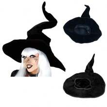 1pc Halloween Hat Children Wizard Hat Black Velvet Witch Hat Magician Twist Hat Party Dress Up Supplies Props
