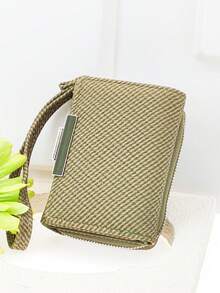 按扣式短款折叠PU钱包，甜美可爱时尚年轻拉链大容量卡包钱包，迷你钱包，女士可爱钱包