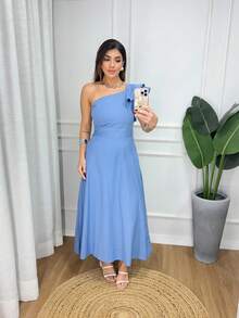 Midi Dress Mule Lame - 藍色牛仔褲 - 查看 1