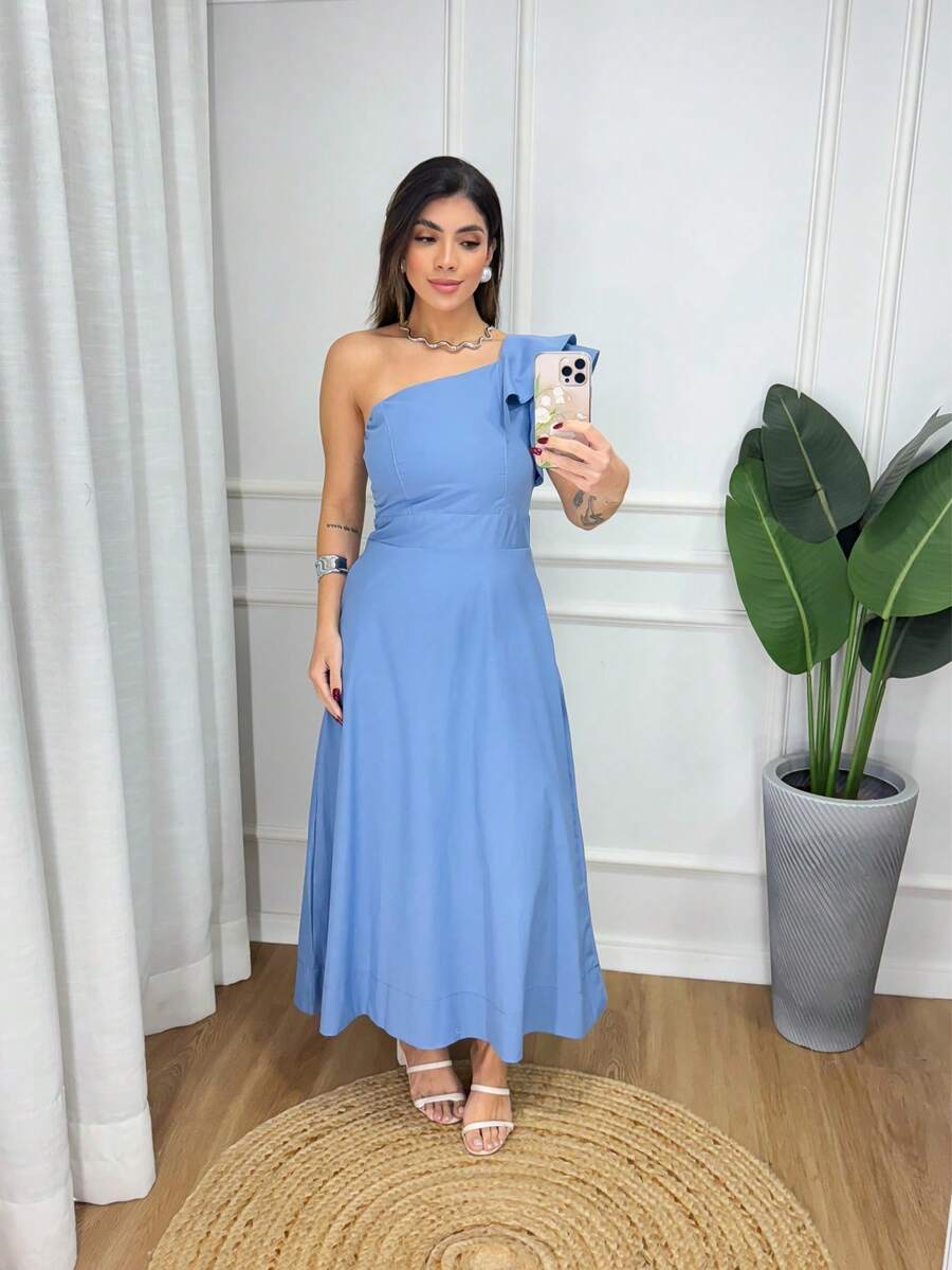 Midi Dress Mule Lame - 藍色牛仔褲 - 查看 1