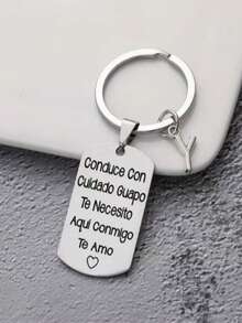 1 pieza Llavero de acero inoxidable con tallado estilo español, regalo romántico del Día de San Valentín para esposo o novio, accesorios de coche, accesorios góticos lindos de Y2K, accesorios del Día del Maestro - Plateado - Ver 16