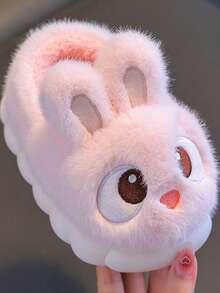 1 Pair Cute Cartoon Rabbit Design Children's Slippers, Rabbit Ear Design With Warm Lining, Boys And Girls Indoor Home Shoes For Autumn/Winter, Non-Slip Kids Slippers, Suitable For Home And Outdoor, Baby Birthday/Christmas Gift - Pink - View 2