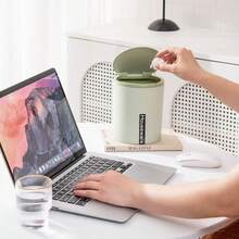 1 pieza Basurero de escritorio con tapa abatible, Papelera de almacenamiento para oficina, Apto para baño, cocina, bote de basura del inodoro