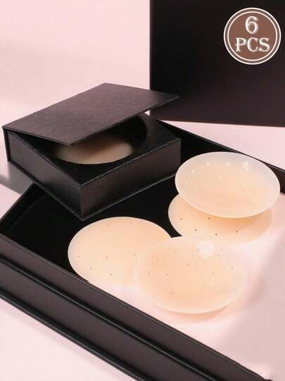 Andningsbara bröstvårtskydd för kvinnor i elegant presentask, osynliga och sömlösa, vattentäta och svettåliga, bröstblad, axelbandslös BH, självhäftande tygbitar, andningsbara, återanvändbara, julklapp, till flickvän, partner, lämplig för bröllopsklänning, baddräkt, klänning, bikini, rygglösa outfits, sport-BH-tillbehör