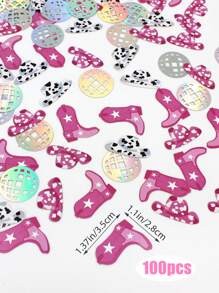 100pcs Western Cowgirl Table Confetti For Horse Race Party Decorations Birthday Disco Hen Party, Back To School Valentine Day