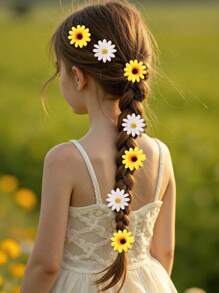 10 件波西米亚风格女孩迷你雏菊花发夹，甜美休闲发夹适合日常生活、海滩、旅行