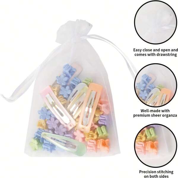 100 piezas Bolsa de regalo de organza con cordón, bolsa de malla para joyas, dulces, bodas y fiestas, bolsa de organza transparente con cierre de cordón - Bolsa de malla reutilizable y duradera para joyas, dulces, regalos pequeños de fiestas, cumpleaños, fiestas, festivales, Navidad, regalos de boda, Día de la Madre, dulces, decoraciones y otros regalos de Año Nuevo Halloween