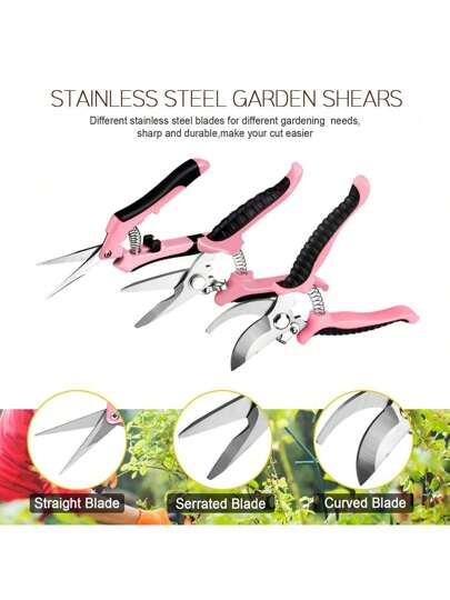 Tijeras florales profesionales con hojas de acero inoxidable - Juego de tijeras de podar de flores portátiles, mangos ergonómicos antideslizantes, muelle de alta tensión para un corte sin esfuerzo, cortadores de hoja de metal modernos para un jardinería eficiente, adecuados para cortar flores, frutas y verduras, herramienta de poda | Agarre portátil | Tijeras de podar