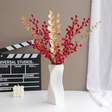 1pc White Minimalist Plastic Vase Anti-Fall Wear-Resistant Modern Style Lines And Geometric Design Vase Suitable For Hotel Family Bedroom Balcony Living Room Party Table Decoration Home Decor Room Decor Flower Vase Glass Vase - Multicolor - View 7