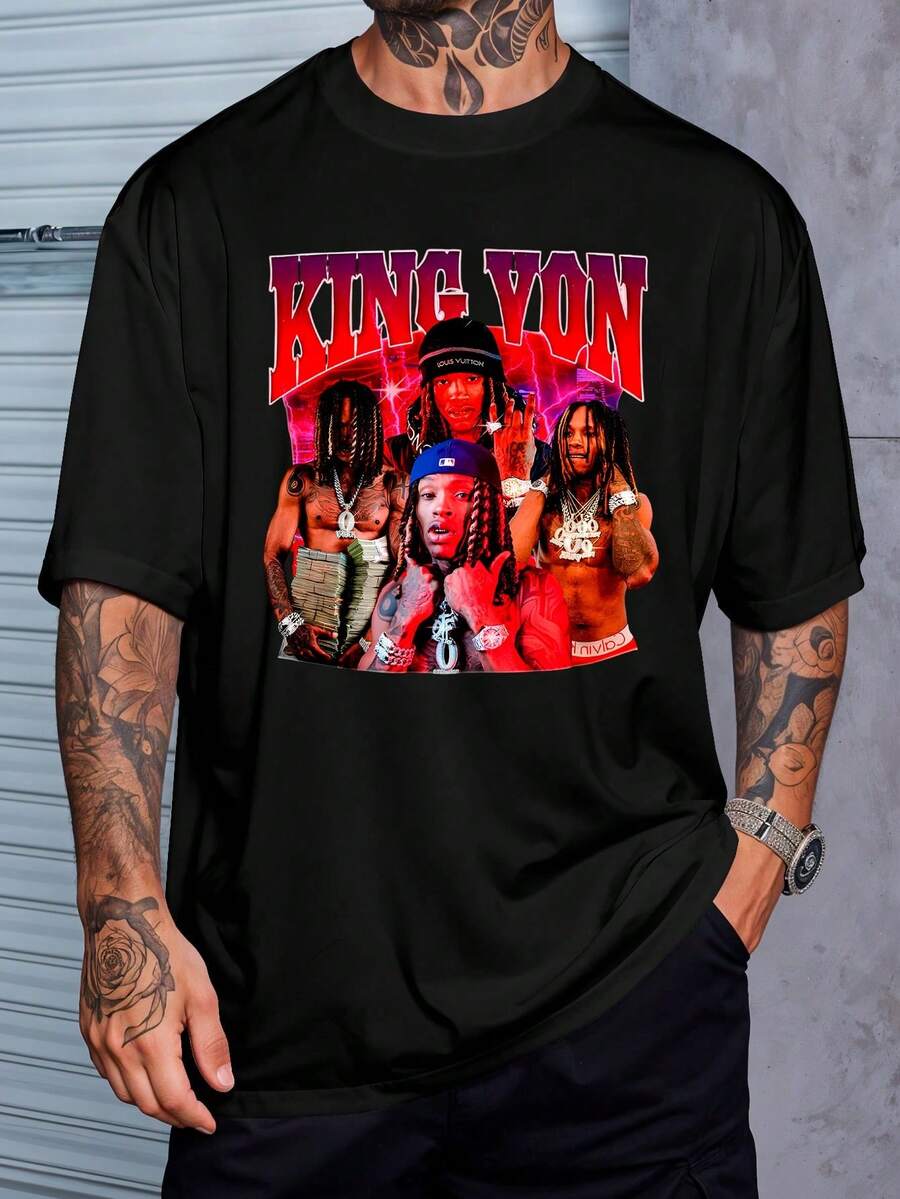 Bootleg T-Shirt International Music Street Vintage Shirt Blouse Unisex Male Female 100% Cotton Top Premium Streetwear New Release Immediate Shipping Various Colors!! Plus Size - màu đen - Xem 1