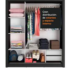 Ropero Closet Madesa Lyon 3 Puertas 2 Cajones Color Negro - Negro - Ver 8