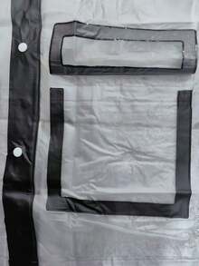 Impermeable liso para niños y niñas poncho capa antiagua ropa protección lluvia transpirable ligero fácil llevar usos escolares exterior actividades deportivas - Blanco y Negro - Ver 2