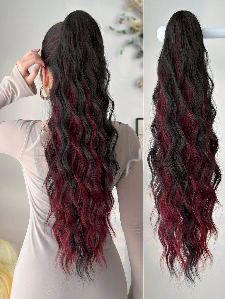 ZURO 26 Inch Long Wavy Synthetic Hair Ponytail Extension, Heat Resistant Fiber, Suitable For Women & Girls, Party & Daily Use