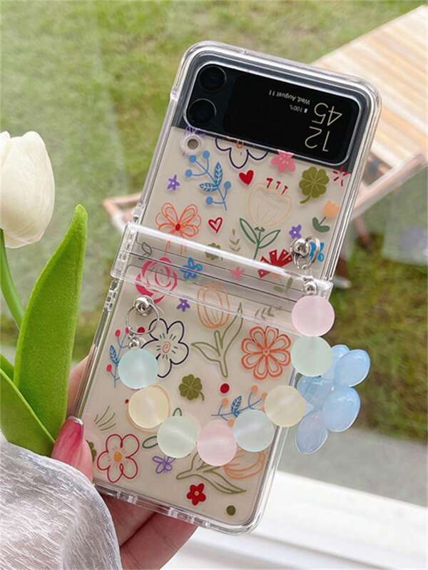 Funda plegable de teléfono con flores coloridas y bonitas, compatible con Z Flip 3, Z Flip 4, Z Flip 5, Z Flip 6, protección a prueba de golpes