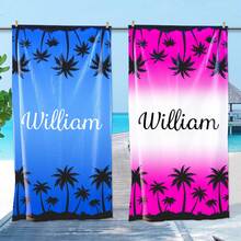 Personalized Coconut Tree Design Pattern Beach Towel, Lightweight, Soft Polyester, Tropical Palm Tree Print, Perfect For Honeymoon, Graduation Or Beach Vacation, Beach Accessories | Soft Texture ,Strong Water Absorption, Sand-Free, Birthday Gift - Multicolor - View 7