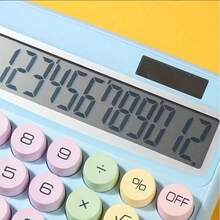 High Precision 12 Digit Desktop Calculator - Large Display, Large Buttons For Easy Use - Perfect For Students And Office Work, Can Be Used Without Batteries - Purple - View 2