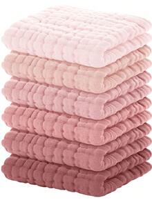 12pcs 20x10 Inch/12x12 Inch Muslin Baby Washcloths 100% O-Rganic Cotton,Baby Stuff,Baby Christmas Gift,Face Towels Wash Cloths For Baby Soft And Absorbent Baby Wipes (Gradient Pink),Burp Cloths Baby Girl,Muslin Burp Cloths,Six Middle School Pink - 彩色 - 查看 12