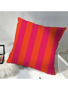 1 件霓虹粉红和橙色垂直条纹帐篷设计抱枕套,适用于客厅、卧室、沙发、家居、房间装饰 - 派对、家庭聚会、节日装饰 - 靠垫套(无枕芯) - 多种尺寸 - 单面印花 - 紅色 - 查看 3