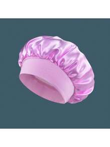3pcs Women's Stretchy Satin Wide-Brim Sleep Hat, Suitable For Everyday Use