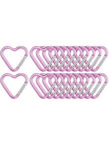 10 件/20 件/1 件心形铝合金登山扣钥匙扣，粉色/酒红色铝合金吊坠钥匙扣，背包配件固定挂钩，户外钥匙扣工具，适用于日常生活和户外悬挂钥匙、手电筒、绳索、软管、水瓶等物品，也可用作钥匙扣，户外露营徒步旅行背包配件 - 彩色 - 查看 14