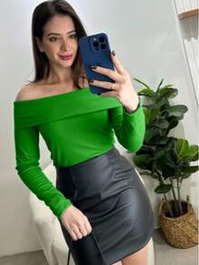 Women's  Long Sleeve Top - Green - View 1