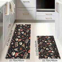 1 buc. Covoraș cu design de craniu, moale și durabil, covoraș antiderapant din poliester, potrivit pentru sufragerie, dormitor, cameră de jocuri și baie, Halloween