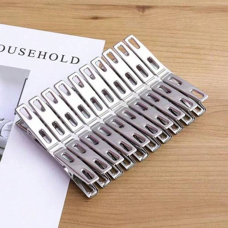 20pcs/Set Stainless Steel,  Multi Functional, Strong Clamping Force, Multi-Function, Load Resistant, Multi Piece Set Clothespin,  Clothes Peg For Laundry Room, Wardrobe, Room, Bathroom, Photo Wall, Student Dorm, Home Dress Pants Shoes Jeans Boots Skirt, Beachwear, Spring, Minimalist, Summer Tops, For Mother's Day, Gift For My Mother - Multicolor - View 1