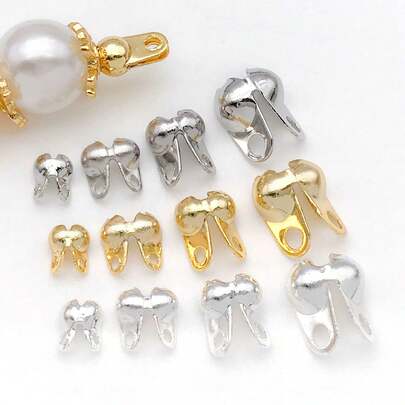 50 piezas de tapa de nudos con baño de oro 18K, tapas de nudos, cuentas de presión mini para hacer joyas, accesorios, pulseras, collares y suministros