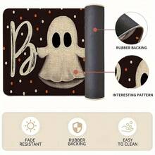 1pc Halloween Ghost Printed Rubber Backed Linen Area Rug, Kitchen Mat, Bathroom Mat, Multi-Use Floor Mat, Kitchen Decor, Wedding Decor, Party Decor, Home Decor, Dining Room Decor - Printing - View 15