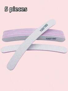 5件套灰色专业指甲锉，弧形，100/180粒度