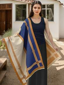 1 件女士超大仿羊绒加厚保暖围巾，适合外出、约会、休闲用餐，秋冬高端优质围巾/披肩二合一产品