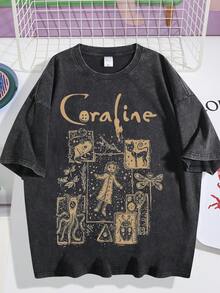 EWH Vintage Vintage Coral Theme, Men's T-Shirt, Fashionable Street Style, Personalized PrintDG004 - 黑色 - 查看 1