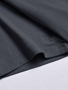 大码男士休闲 Raceway 字母印花圆领短袖 T 恤，夏季 - 灰色 - 查看 6