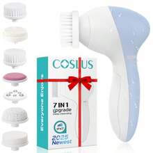 FjcCOSLUS Facial Cleansing Brush Silicone Face Scrubber: 7 In 1 FBSD Electric Exfoliating Rotating Massage Device Waterproof Deep Cleaning Exfoliation Spa Machine Electronic Skin Care Wash Systemyq - 淺藍色 - 查看 1