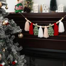 Christmas Banner Tassel Garland And Red White Green Brown Pom Pom Garlands Wall Hanging Home Decor For Party Decoration Christmas Decorations Room Decor Winter Christmas Decorations Home Christmas Gifts Christmas Decor