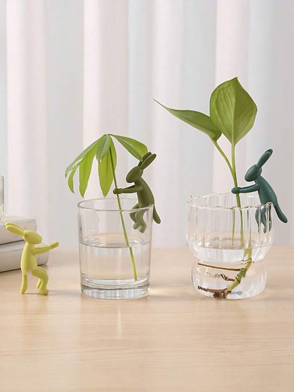 Soporte para plantas hidropónicas, sujetador de plástico con forma de conejo, fijador para macetas de acuario de peces, marco de soporte para el crecimiento de plantas, marco decorativo de adorno de jardinería