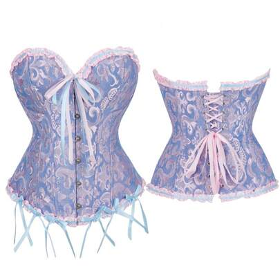 1 件女式系带腰上衣，优雅修身紧身衬衫，背部可调节，适合万圣节