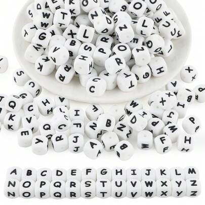 26/52/78/130pcs A-Z Silicone Letter Beads - DIY Personalized Jewelry Making Set, Craft Supplies For Name Bracelets, Keychains, Pendants, ID Lanyards & Bead Pens