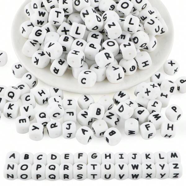 26/52/78/130 szt. Koraliki silikonowe z literami A-Z - zestaw do tworzenia spersonalizowanej biżuterii DIY, artykuły rzemieślnicze do bransoletek z imionami, breloków, zawieszek, smyczy identyfikacyjnych i długopisów koralikowych