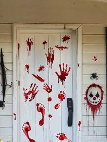 1Set Halloween Blood Hand & Footprint Wall Stickers - Spooky Red Stains, For Home Decor, Perfect For Trick-Or-Treaters, Anime & Horror Fans, Self-Adhesive Vinyl, Festive Home Accent | Spooky Theme Decor | Halloween Decorations Halloween Decor Christmas Decoration Thanksgiving Wedding Home Decor Home Decor Fall Decor Autumn Decor Birthday Decorations For Gifts Party Supplies Indoor Holiday Festival Decor Wall Decor Halloween Ornaments - Multicolor - View 4