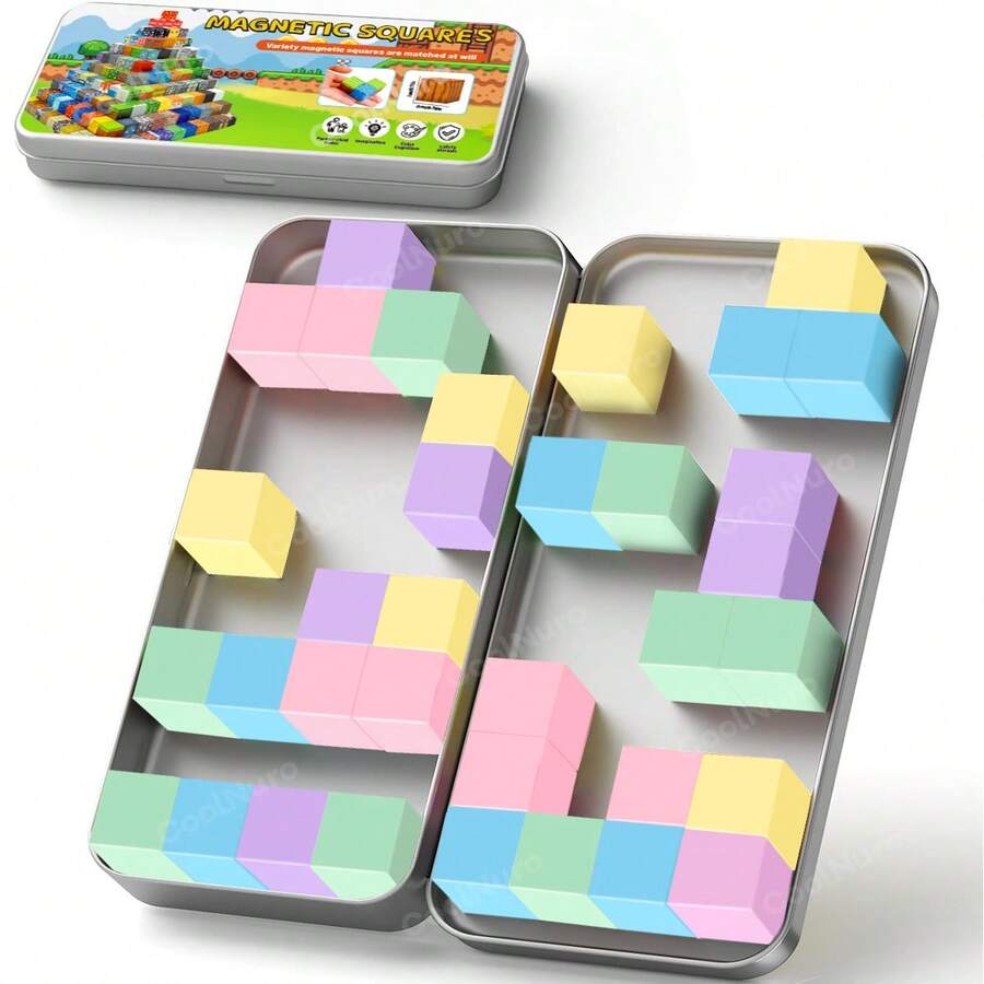 30PCS Magnetic Blocks - Toddler Girl Toys, Magnet Building Blocks With Ron Box , STEM Sensory Outdoor Autism Toys For 3-5 Year Old Boys & Girls, Magnetic Cubes Classroom Must Haves For Kids Ages 3+
