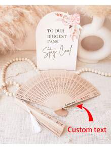 Customized Personalized Summer Outdoor Supplies Fan, Outdoor Decoration, Wedding Holiday Party Return Gift Letter Hand Fan, Wedding Fan Bridesmaid Fan, Custom Wedding Fan Beach Summer Wooden Fan Fashion, Retro, Simple, Chic, Autumn Fashion